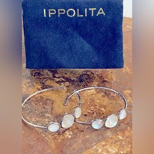 Ippolita Rock Candy Hammered Sterling Silver Earrings with White Stones